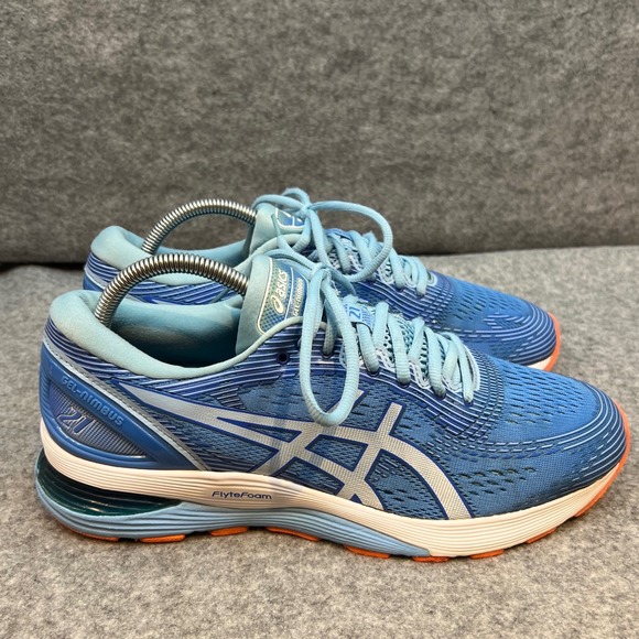 Asics Gel Nimbus 21 Women Running Shoes Blue Orange Athletic Sneakers Size 11 - Picture 4 of 9